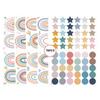 4 Sheets Cute Wall Decals DIY Rainbow Dots Stars Theme Boys Kids Room Wall Stickers Removable Vinyl