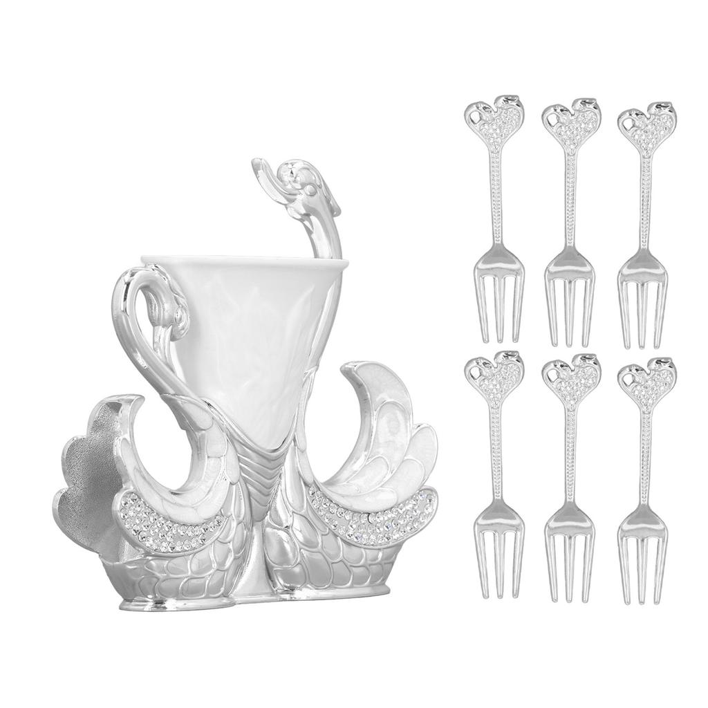 Base Fork Holder Set Elegant Multifunctional Decorative   Flatware with 6 Forks for Fruit Salads Coffee Desserts