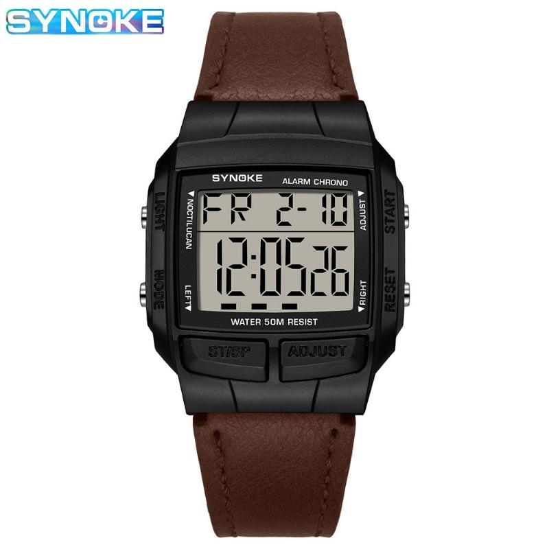 Top Brand New Square Classic Retro Belt Sports Electronic Watch Student Men's Multifunctional Waterproof Wristwatch