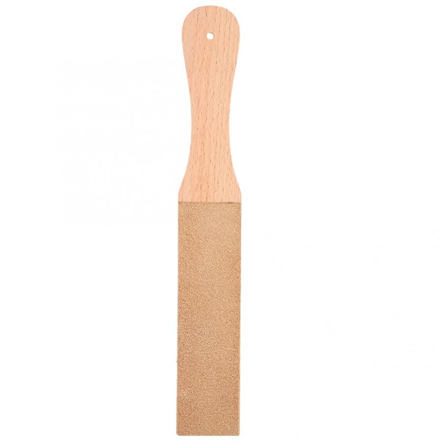 

Wooden Handle Leather Sharpening Strop Polishing Board For Knives Double Sided Home Sharpening Leathercraft Work Leather Tool S