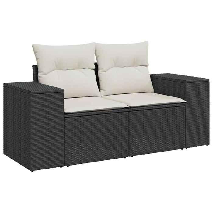 VidaXL Garden Lounge Set 7 Pcs with Cushions Black Wicker 3326737