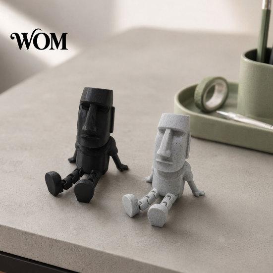 Moai Statue Model 3D Printed Action Figure, Movable Joints Articulated Easter Island Poseable Desktop Statues Rock Sculpture, Mini Desk Toy