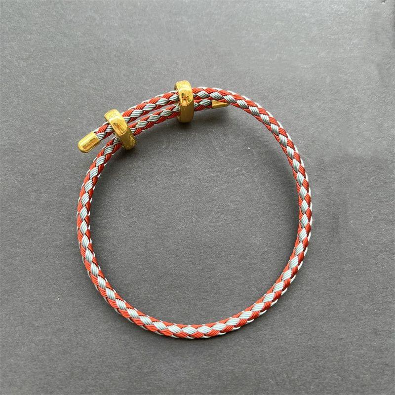 

3 мм проволока из нержавеющей стали водонепроницаемый шнурок для переноски пряжка в виде восьмерки регулируемая нить бусины-трансферы браслеты для мужчин и женщин/пары DIY красная веревка 23cm [Plug thick 3.5mm] Red and Blue finished