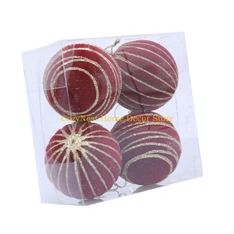92MF 1 Box Flocking Ball Christmas Tree Decorations Multi Color Holiday Ornaments For Festival Home Party Decoration