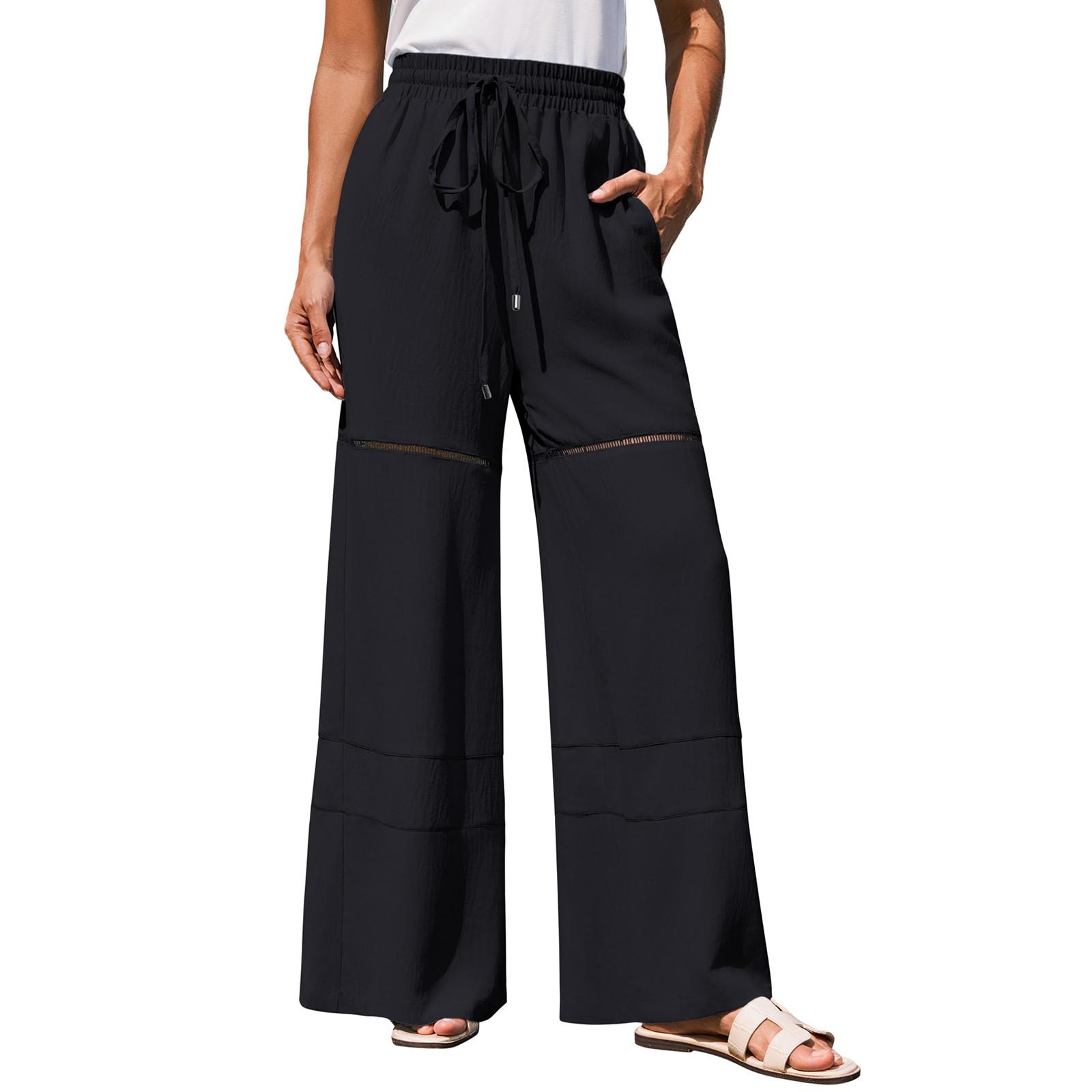 

Жіночі зимові спортивні штани Однотонні повсякденні штани Жіночі флісові спортивні штани Широкі прямі штани L чорний