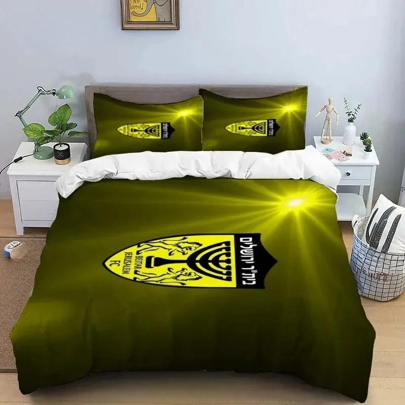 3D Print Black Yellow Beitar J-Jerusalem Duvet Cover Pillowcase Football Bedding Set 3piece set Adults Bedroom Duvetcover Sets