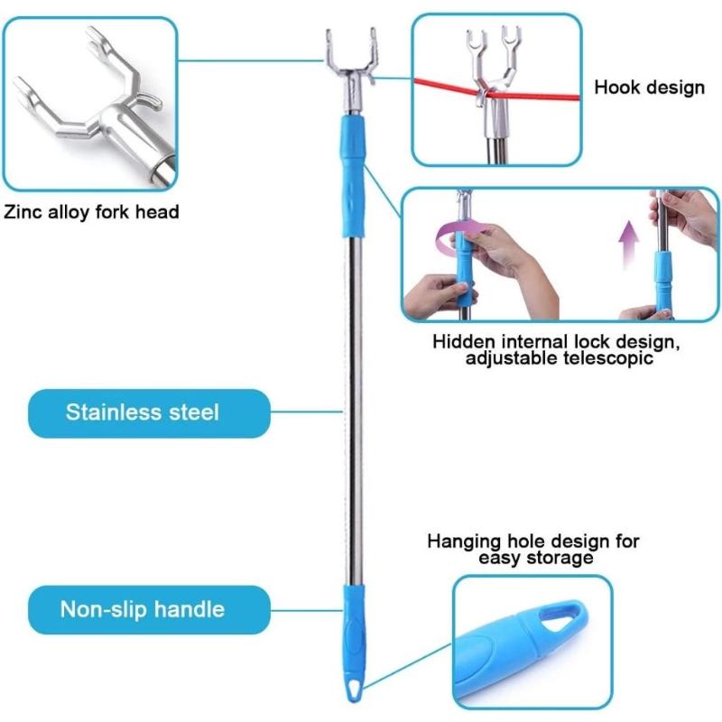 New Stainless Steel Telescopic Clothes Hanger Pole Aluminum Drying Fork Laundry Tool Telescopic Household Clothes Hanger Support