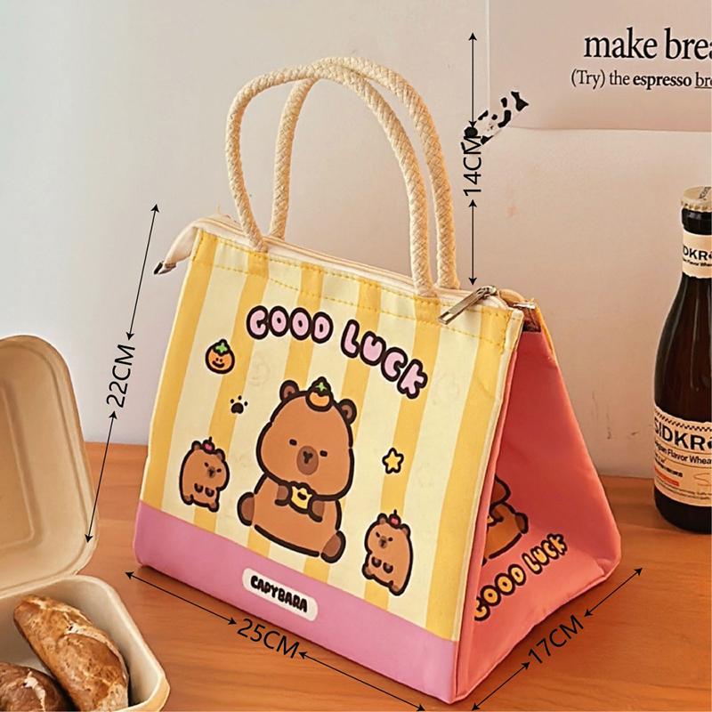 Kawaii Kreslená Kapybara Taška na Oběd Izolovaná Nákupní Taška Taška na Bento Obědové Tašky Pro Ženy Dívky Přenosná Termotaška Dárky