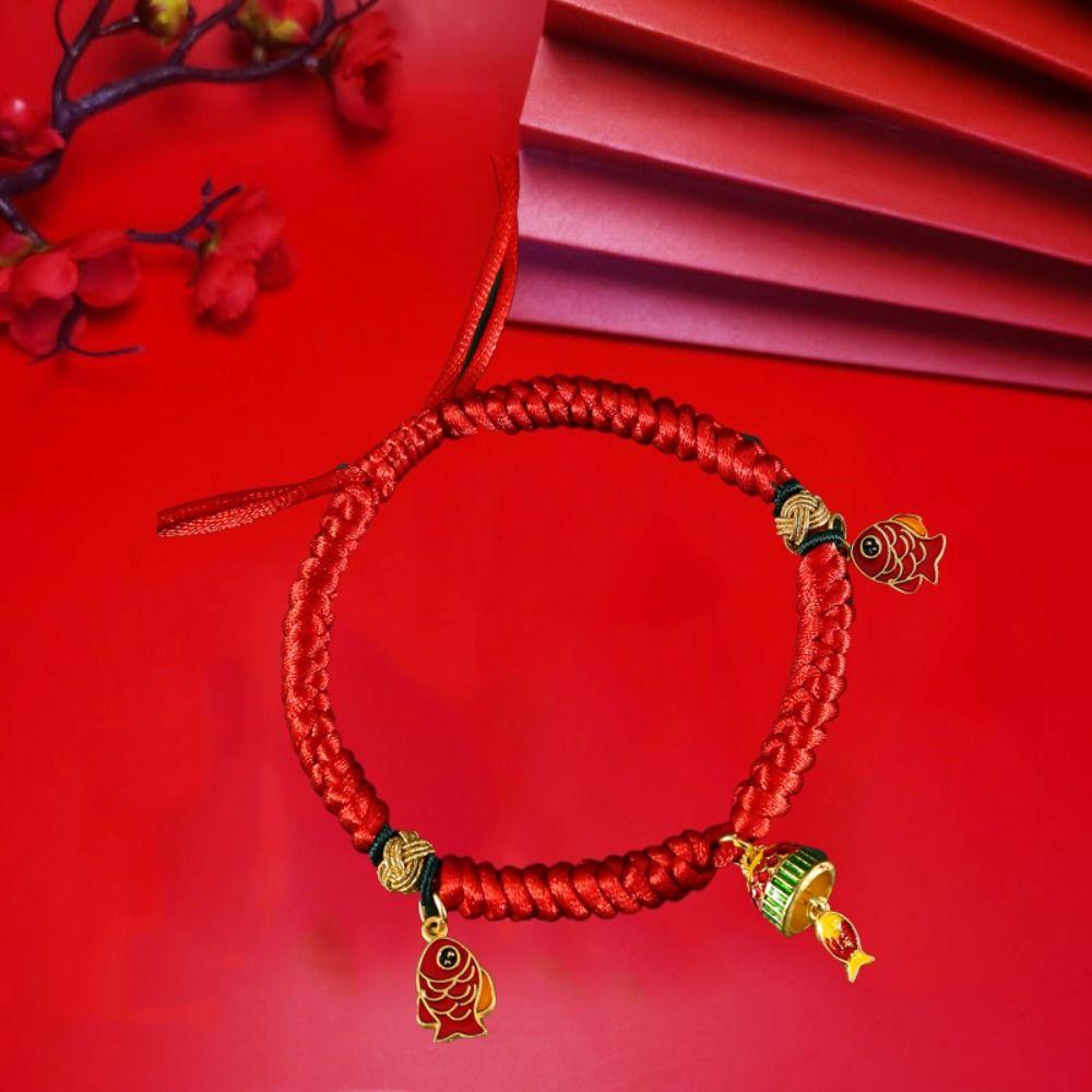 Lucky Red Rope Braided Collar Adjustable Spring Festival Collar Chinese Cat Collar Puppy