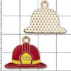 10-Color Enamel Fire Truck & Flame Pendant Charms for DIY Jewelry