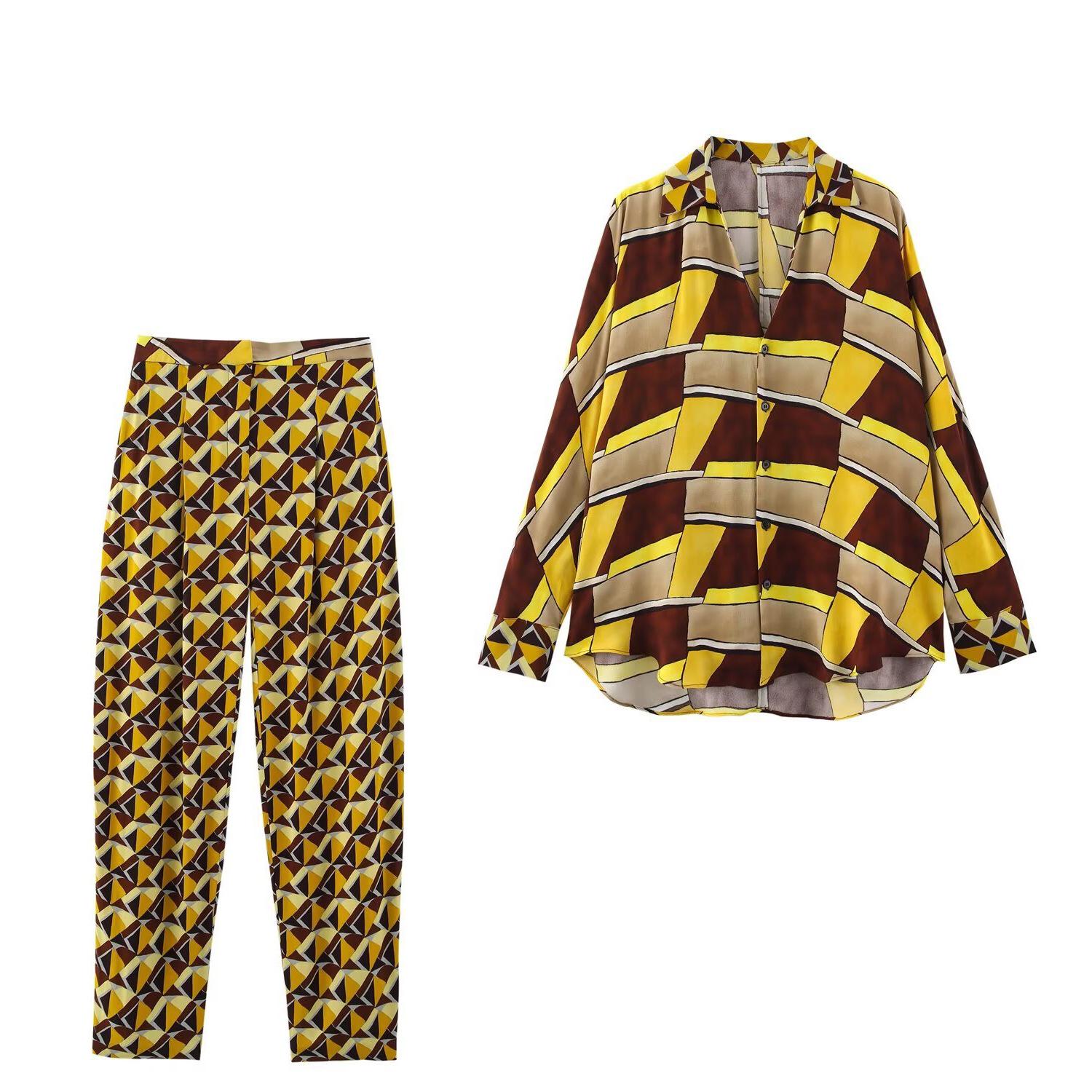 

TAOP&ZA Spring/Summer Women s Fashion Print Shirt & Casual Pants Set XS