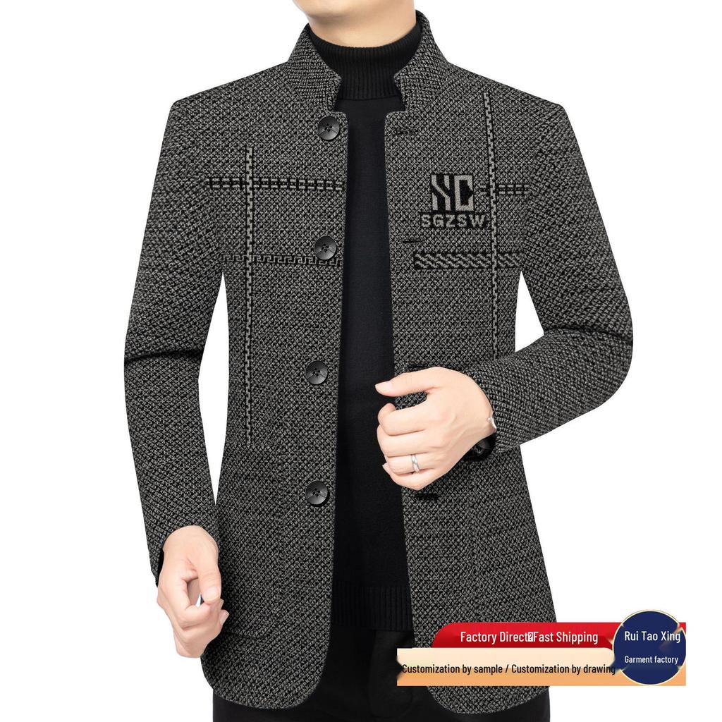 Men's Woolen Short Suit Coat - Velvet Lined, Thick & Warm for Autumn/Winter