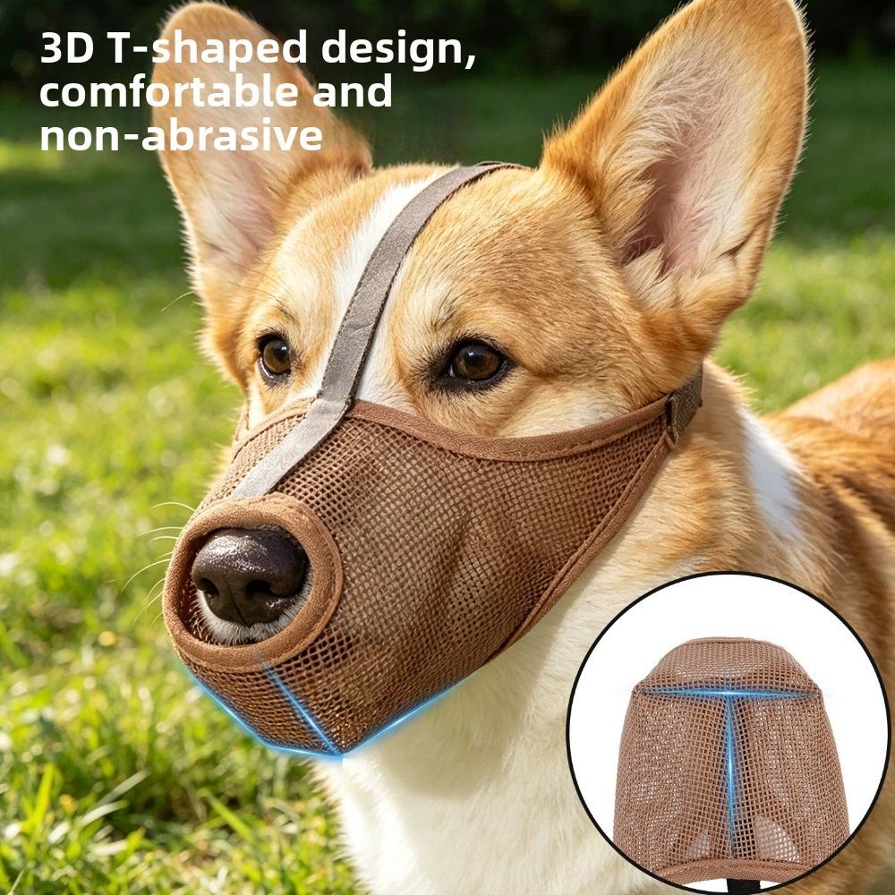 Breathable Mesh Puppy Mouth Cover Washable Dog Face Cover Portable Dog Muzzle Pet Supplies