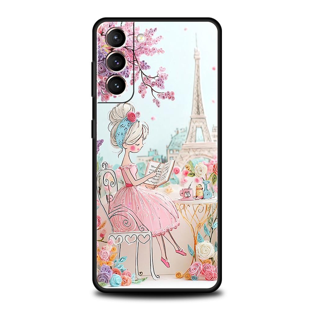 Telefoonhoesje Cover voor Samsung Galaxy S25 Edge S24 S23 S22 S20 S21 FE Ultra S10 S10E Plus 5G Zachte TPU Capas Cartoon Meisje Funda Tas