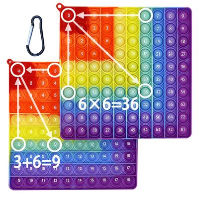 Squishy Toy Push Educational Learning Board Push Pop Stress Relief Decompression for Both Children and Birthday Gift (multiplication Table,