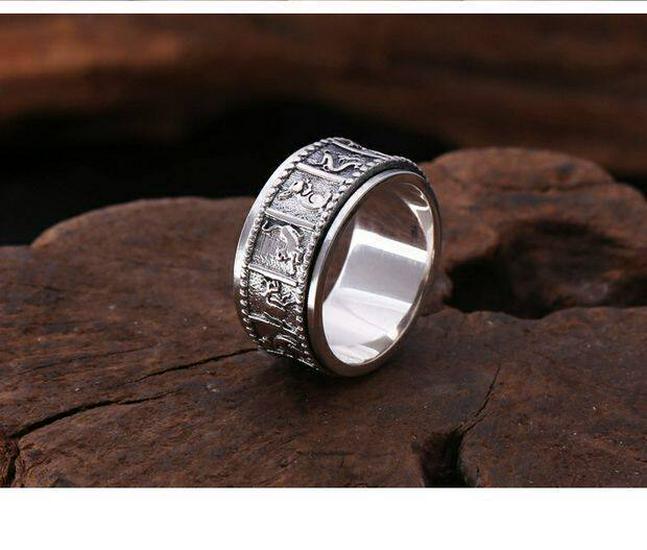 Men's Rotating Index Finger Ring - S925 Sterling Silver, Retro Thai Style, Fashionable Jewelry