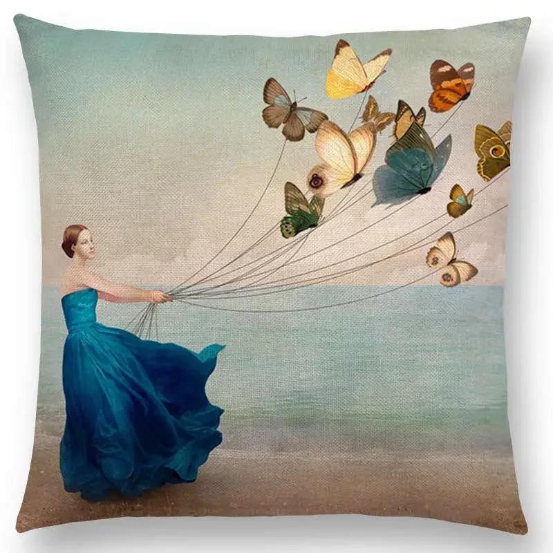 New Elegant Lady Lovely Girl Shakespeare Fantasy Painting Moon Night Swan Dream Trees Cushion Cover Sofa Throw Pillow Case