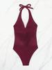 Halter Tie Sexy One-Piece Solid Mesh Swimwear for Women
