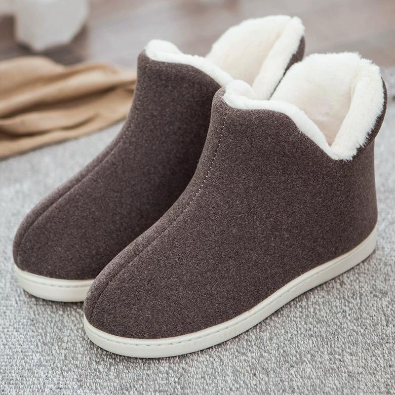 Warm Cotton Shoes Lightweight Indoor Thickened Fleece and Furry Shoes High-top Warmth Non-slip Cotton Slippers Snow Boots