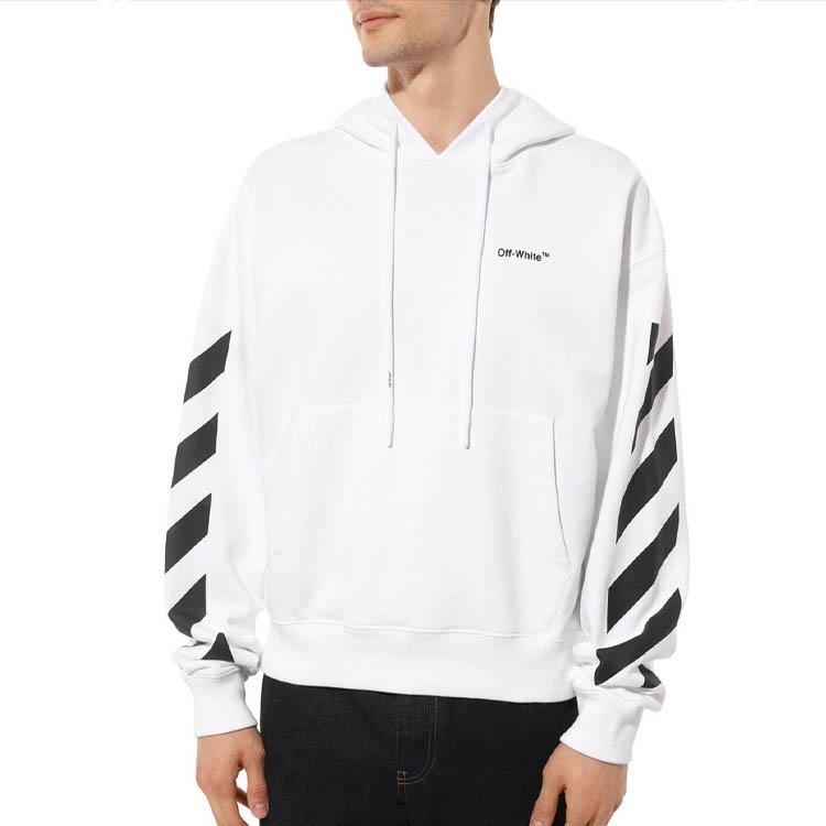 Off-White Drag Helvetica Oversize Hoodie Weiß/Schwarz Herren Tops OMBB037C99FLE0010110
