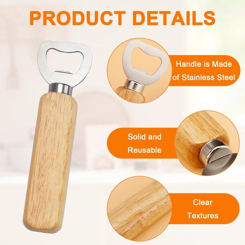 New 10pcs/Set Handheld Wine Beer Soda Glass Cap Bottle Opener for Home Kitchen Bar for Bartender Bottle Opener Rubber Wood Tool 6