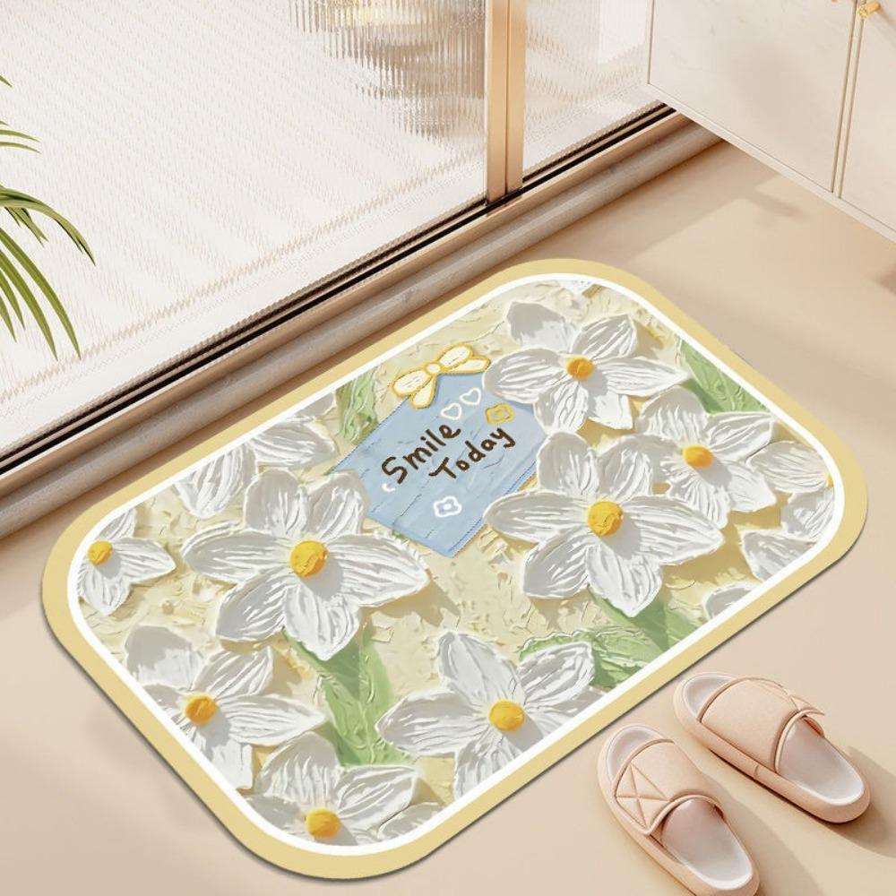 2 stücke Blume Toilette Rutschfeste Matte Toilette Tür Saugfähigen Badezimmer Schmutz-beständig Kieselalgen Schlamm Kissen