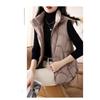 Spring and Autumn Jacket Down Cotton Vest for Women, Temperament Stand Collar Cotton Jacket Short Shoulder Down Vest