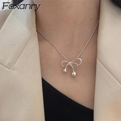 Bogen-knoten Anhänger Pullover Halskette Charme Frauen Mädchen Sommer Neue Mode Einfache Geometrische Schlüsselbein Kette Partei Schmuck Geschenk
