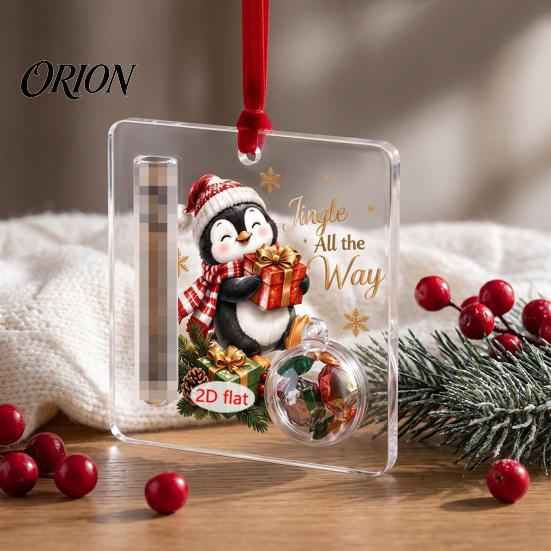 Holiday Tree Hanging Accessory Christmas Cash Gift Ornament, 2D Acrylic Money Holder Ornament with Clear Ball, Indoor Home Decor Decoration