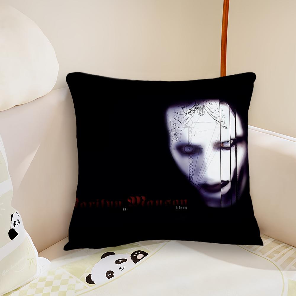 Signer M-Marilyn Manson Music cushion cover Living Room Headboard Bedroom Office Cushion Cushion Sofa Nap Time Pillow Case