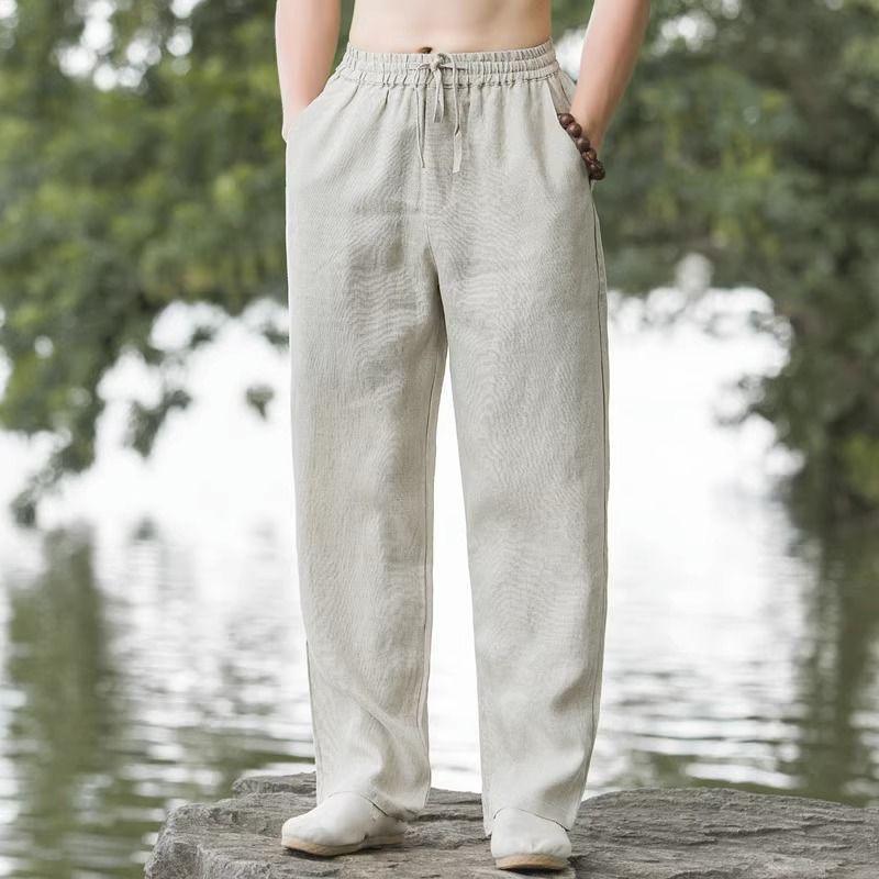 Men's Summer Chinese Style Loose Linen Pants
