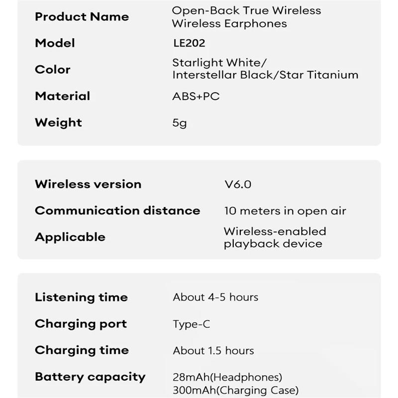 Original Lenovo LE202 Wireless Bluetooth 6.0 Earphones AI Call Noise Cancellation Sound Quality Headphone Long Battery Life Earbuds