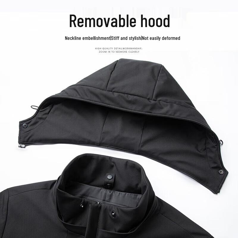 Yalu Men's 5-in-1 Detachable Hooded Mid-Length Goose Down Jacket