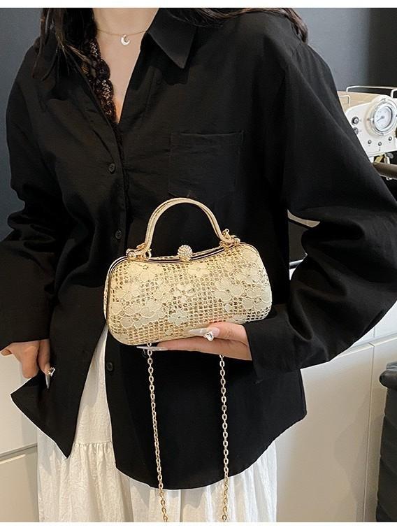 Fashion Chain Evening Bag For Women With Pu Material And Lock Closure For Daily Wear