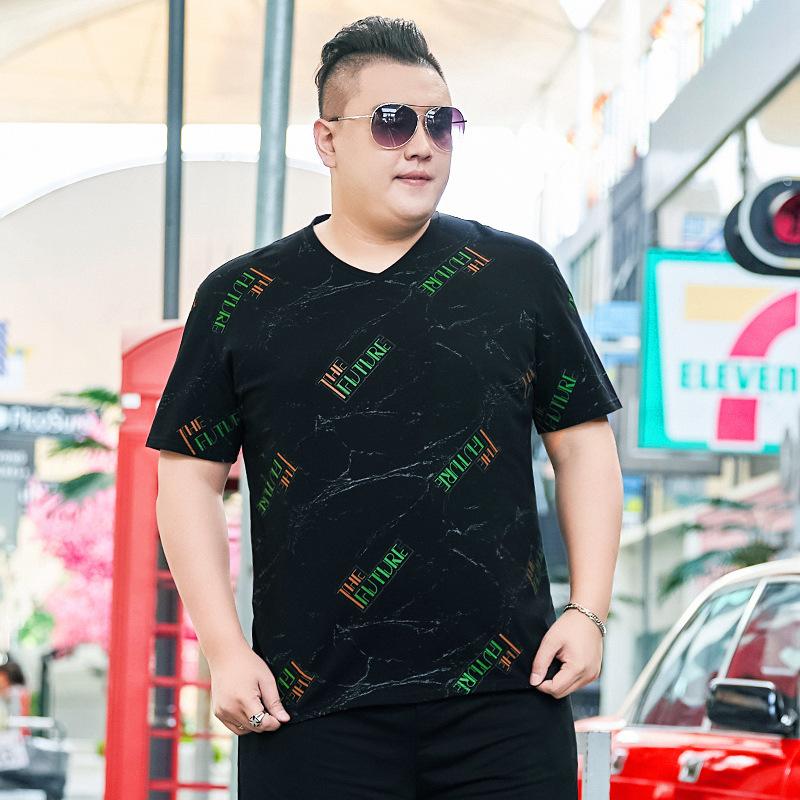 Летняя толстая мужская свободная футболка с половиной рукавов с модным принтом — фото 4