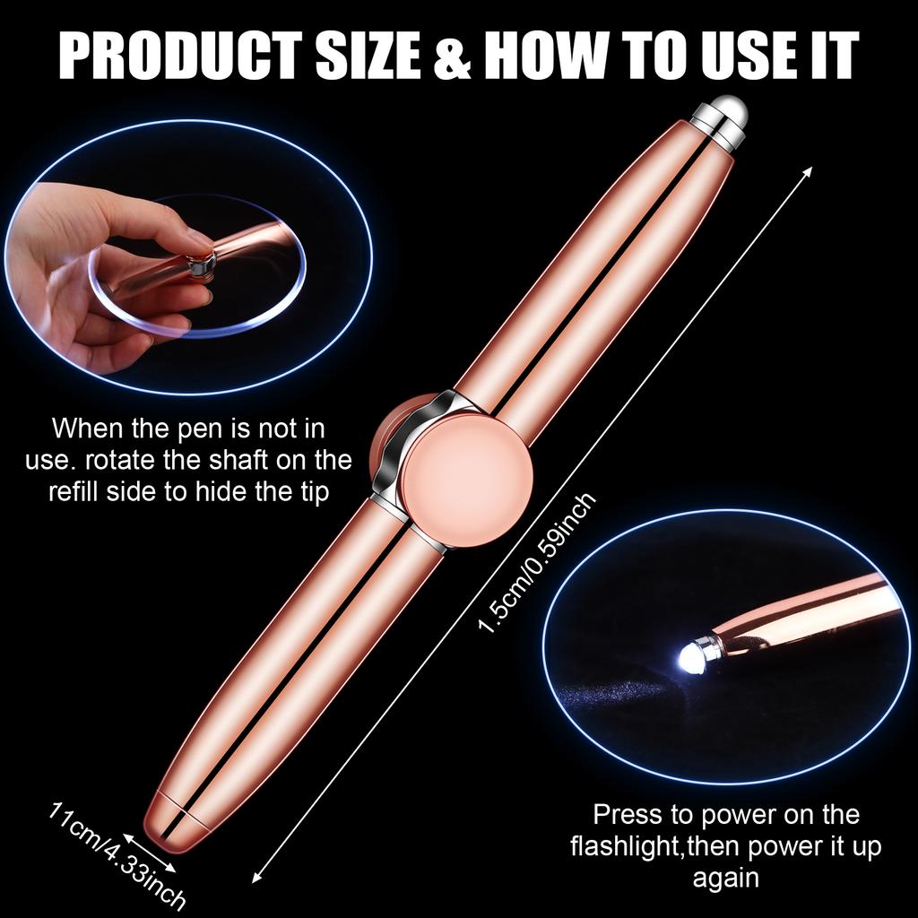 4 Stück Fidget Stift Spinner Stift Mit LED-Licht Multifunktionaler Drehstift Stressreduzierer Stifte Zum Drehen Helfen beim Denken Kugelschreiber