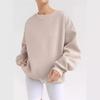 Europe and America Cross-border 2026 Amazon Spring and Autumn New Solid Color Crew Neck Loose Pullover Sweatshirt for Women