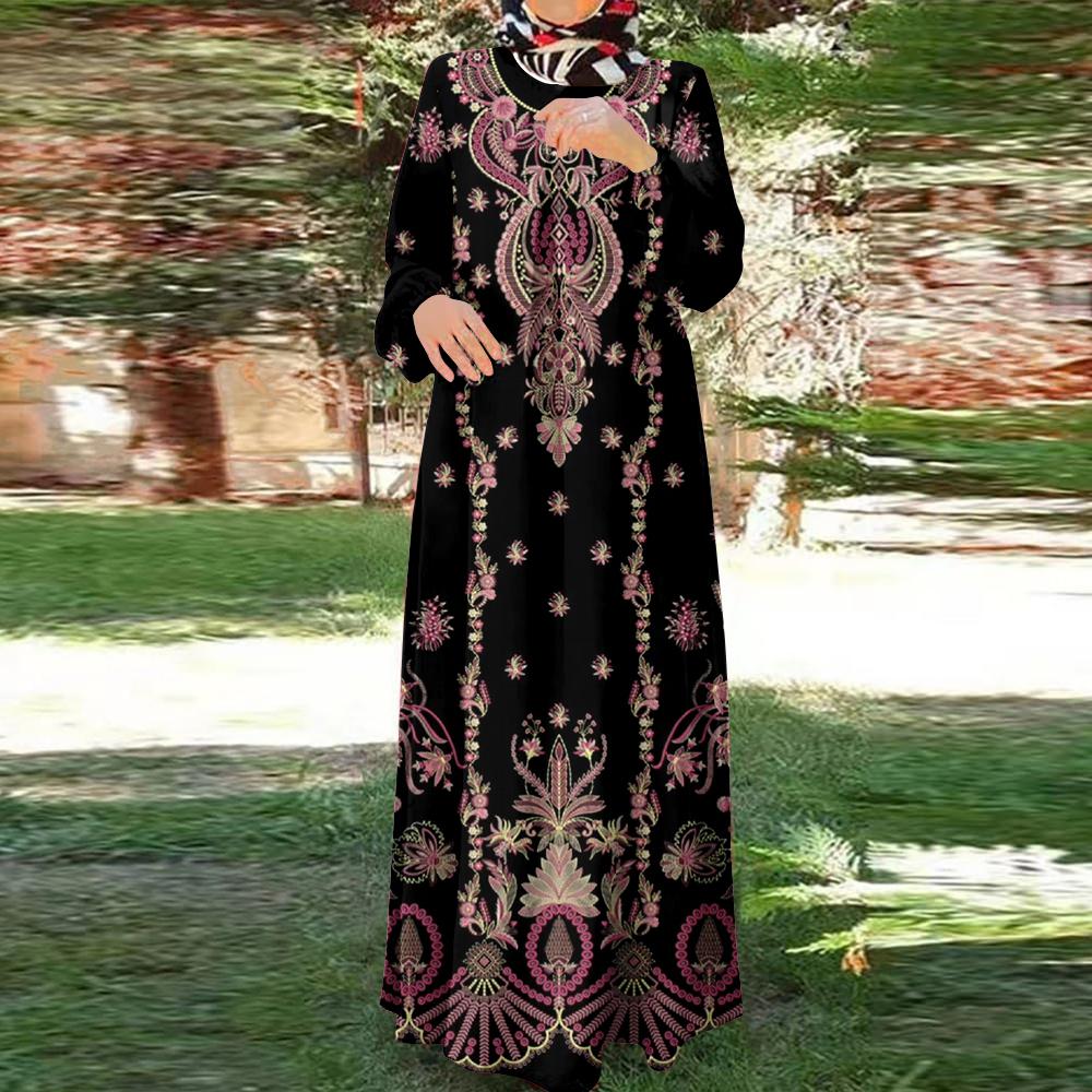 

Одежда для мусульманок, модная, свободная, с цветочным принтом, исламские платья, элегантные и удобные юбки в пол, большие размеры, высокое качество L