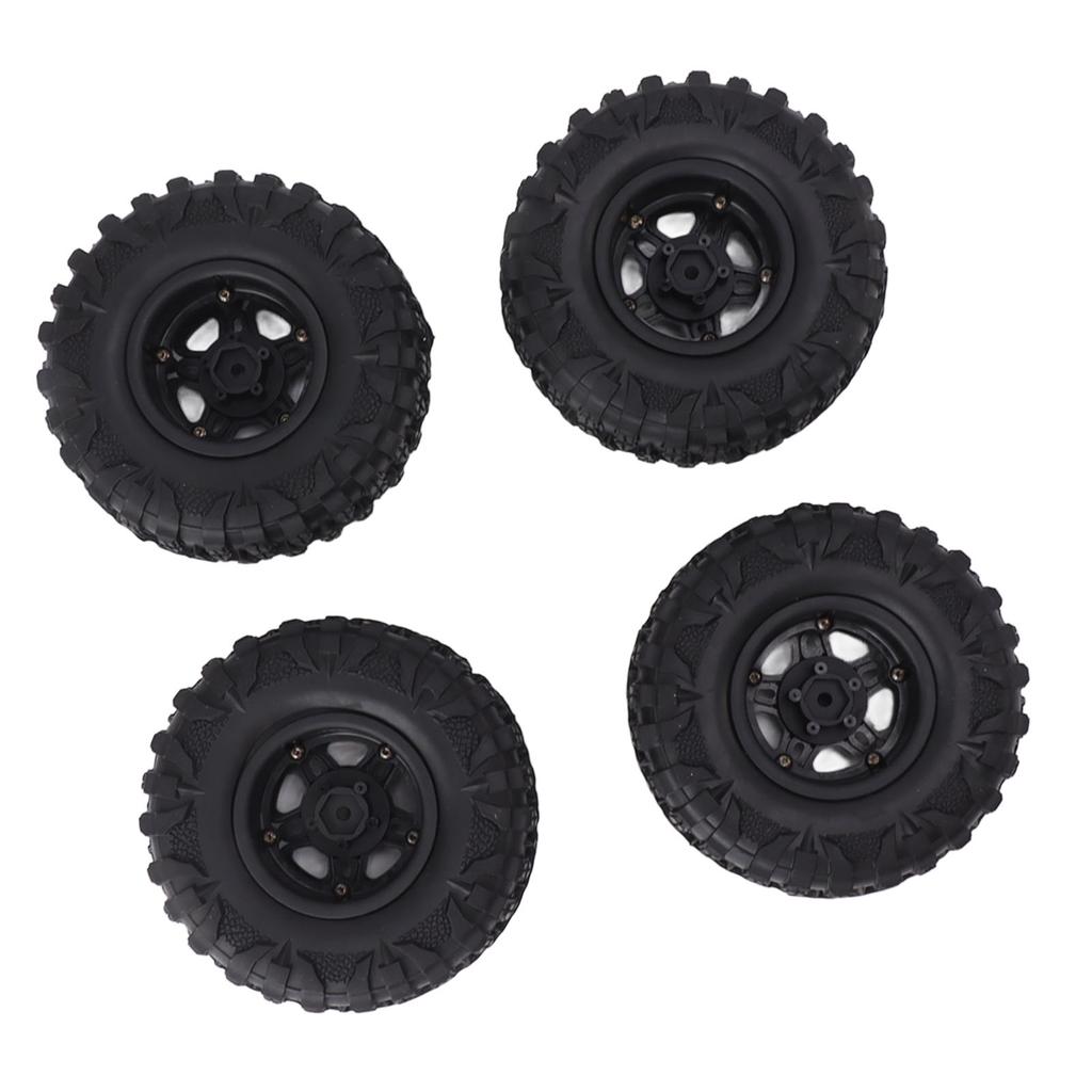 4PCS RC Tires 2.2in Black Rubber Simple Installation Wear Resistant RC Car Replacement with Plastic Rim for 12mm Hex RC Car