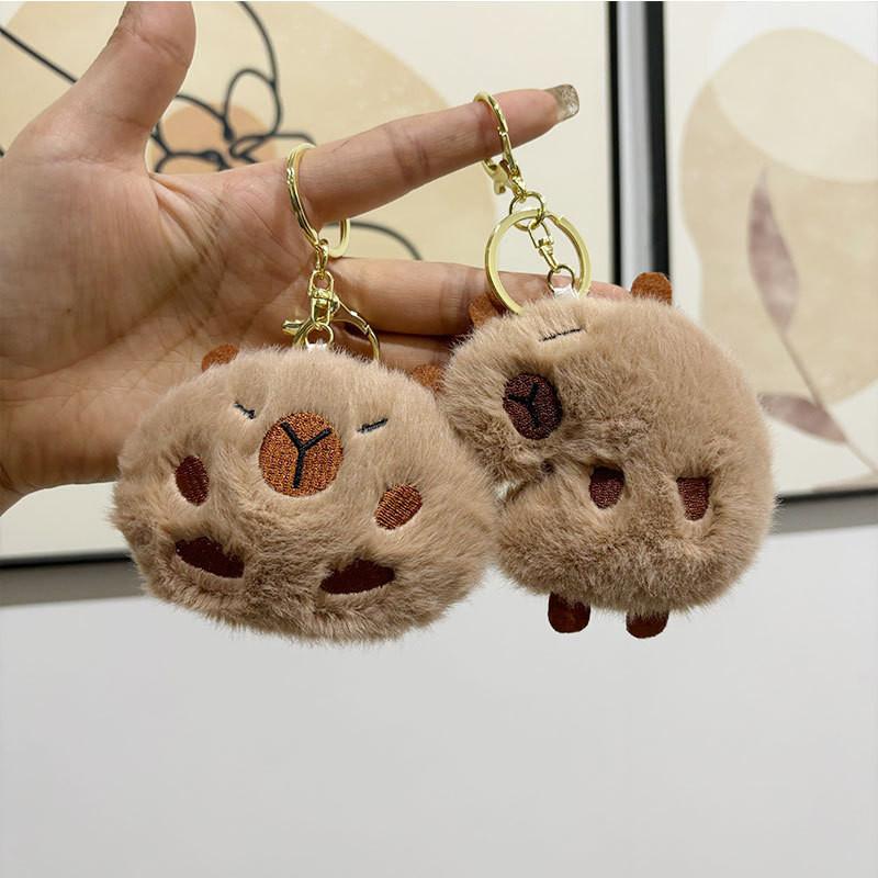 Chaveiro de Pelúcia de Capivara Mini Fofo Anel de Chaveiro Macio e Fofo Brinquedo Para Mochilas