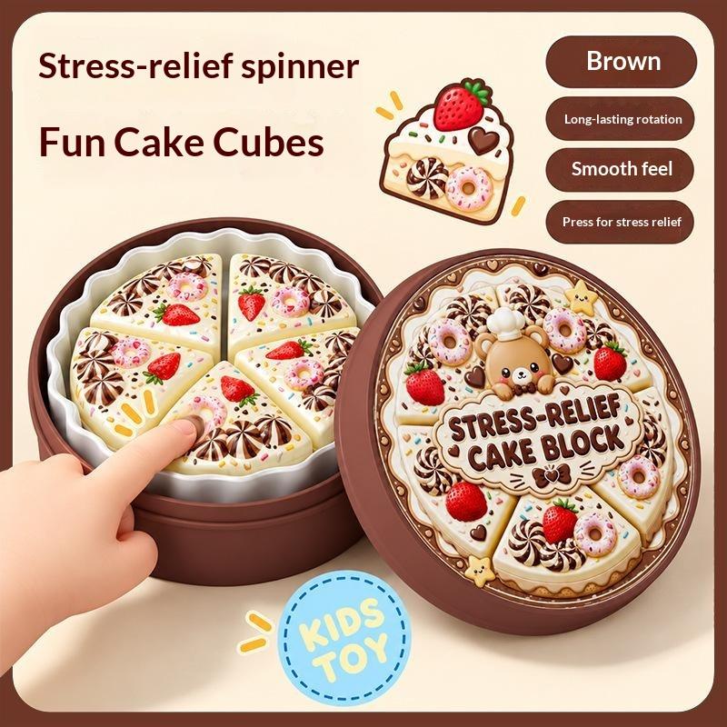 Cake-Themed Stress-Relief Button Toy Rotate Box, Artificial Cake Sensory Push Button Clicker Party Interactive Toys Gift