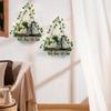 A20F-Simulated Green Plant LED Light Wooden Wall Hanging, Macrame Shelf For Bedroom Living Room Kitchen