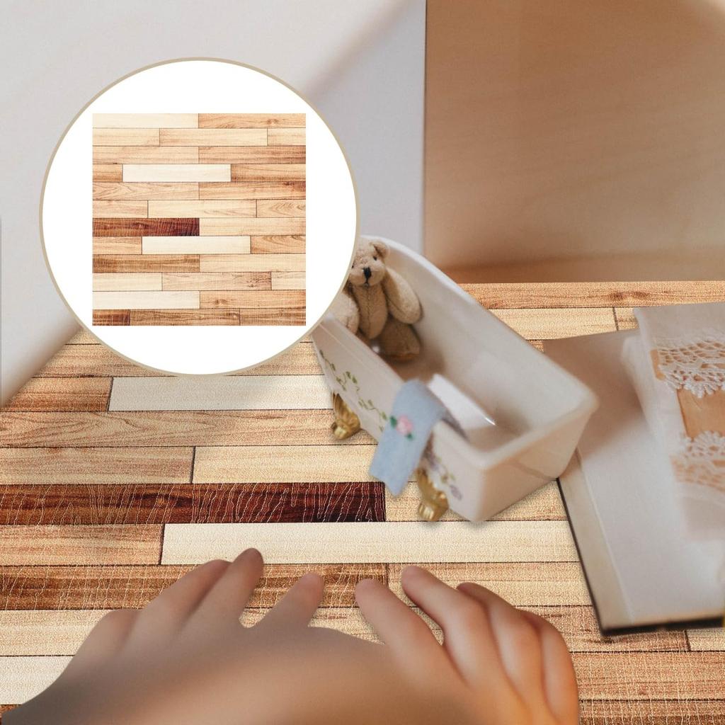 Ibasenice Puppenhaus 4 Miniatur Kinder DIY Holzmaserung Boden Mix and Match Bodenbelag Zubehör Böden, Teile, Dekoration, Platten,