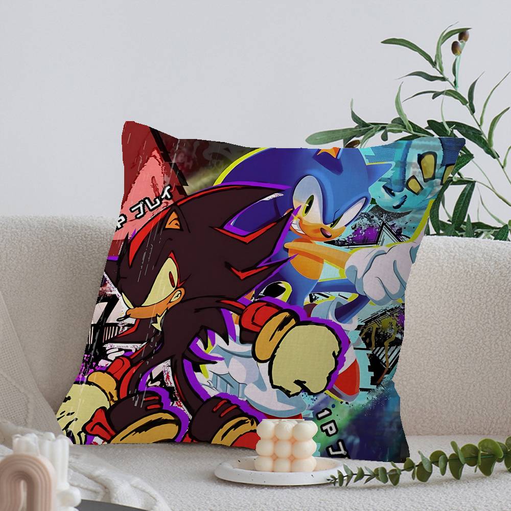 Cartoon S-Sonic Office Cushion Pillowcase Car Cushion Cover45X45CM Lumbar Pillowcase Sofa Pillowcover 12x12Inch