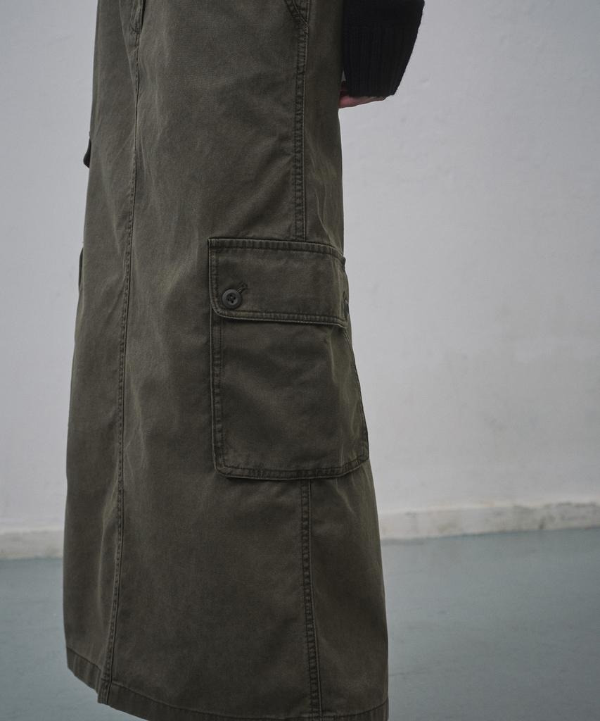 Musinsa Standard Woman Women'S Pigment Cargo Maxi Skirt [Dusty Khaki]