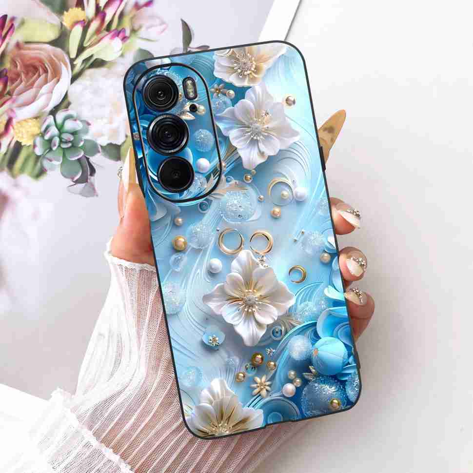 For Motorola Edge X30 5G Case Silicone TPU Black Cover For Motorola Edge X30 x30 XT2201-2 XT2201-6 Colorful Flowers Phone Casing
