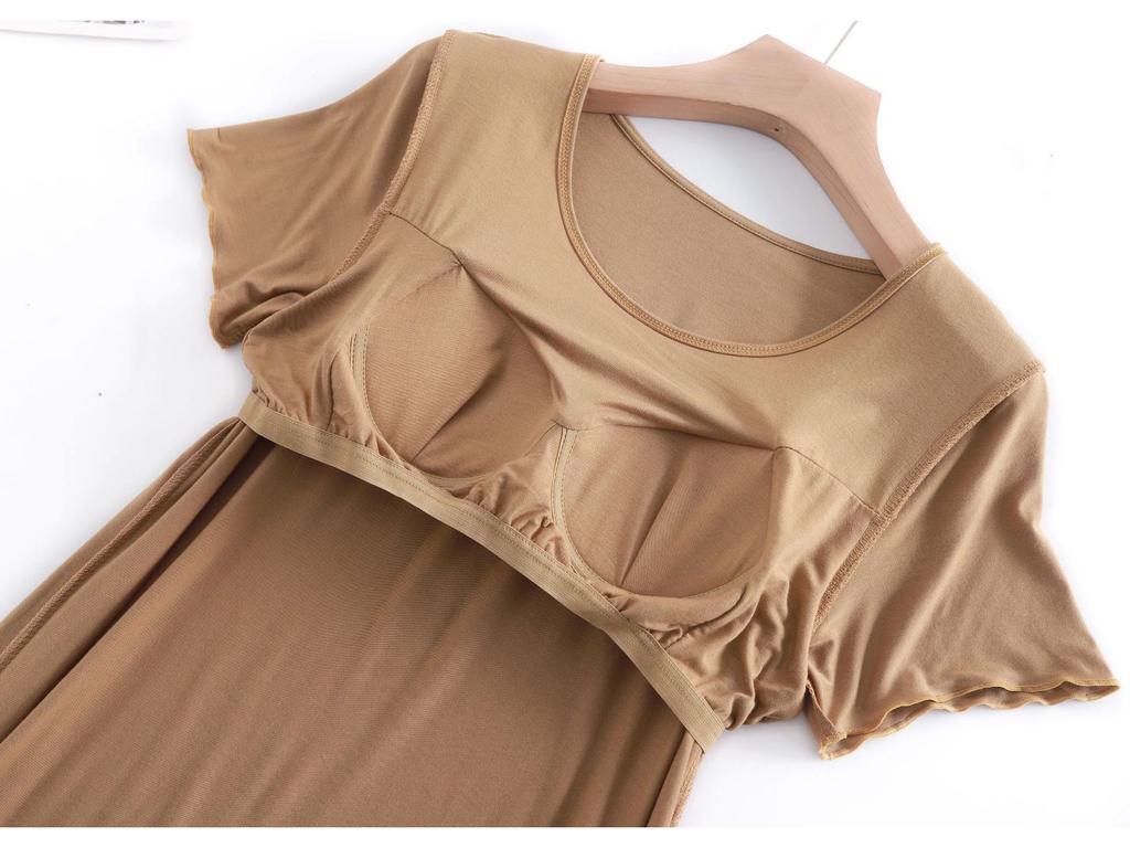 Women's Modal Nightgown with Ruffled Sleeves - Lightweight Pajamas or Casual Home Wear Dress