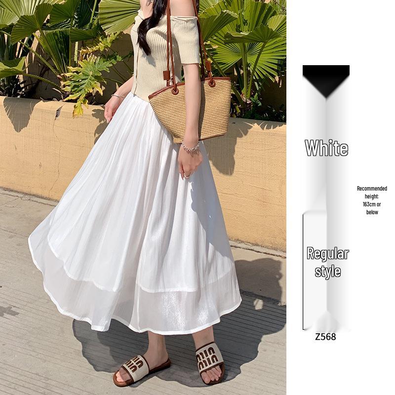 

Женская летняя белая миди-юбка с высокой талией из сетки L 111-125 lbs