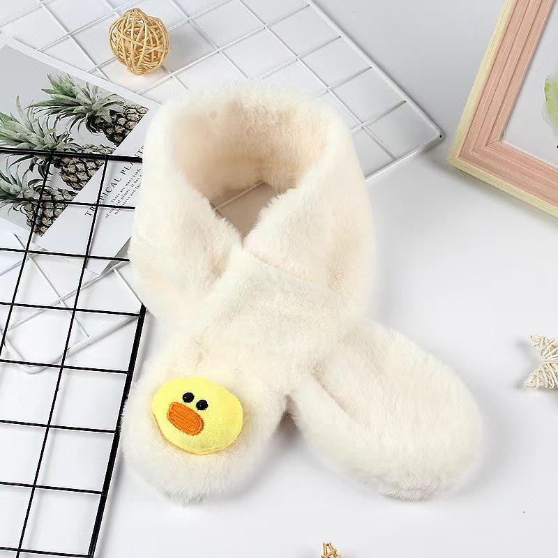 Jesień Zima 2025 Szalik Dziecięcy Pluszowy Gruby Szalik na Szyję dla Niemowląt Kreskówkowy Styl Koreański Ciepły Szalik