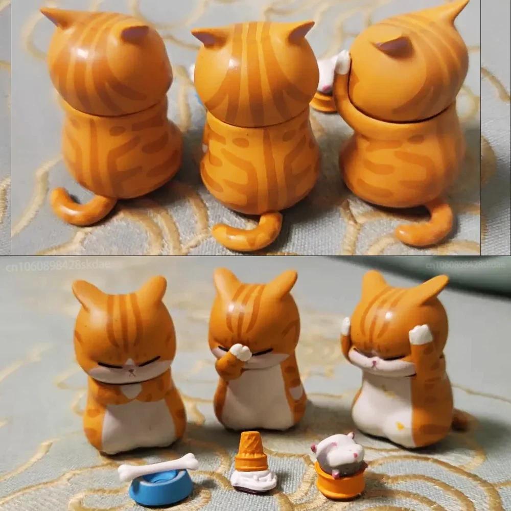9Pcs Cute Mini Cat Doll Ornaments Figures Statue Model Desktop Toys Gifts for Room Office Kids Car Home Decoration Accessories